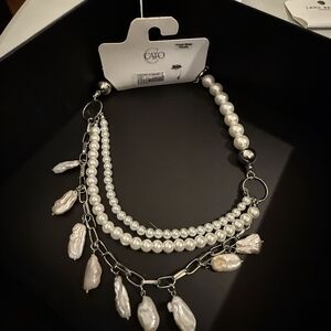 Cato Pearl and Silver Multi-Strand Necklace